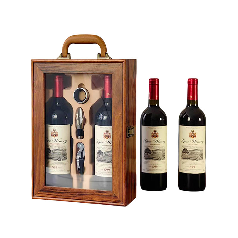 Can the rosewood window double-branch wooden box for wine packaging, made of high-quality rosewood, highlight its quality and enhance the grade of the gift?