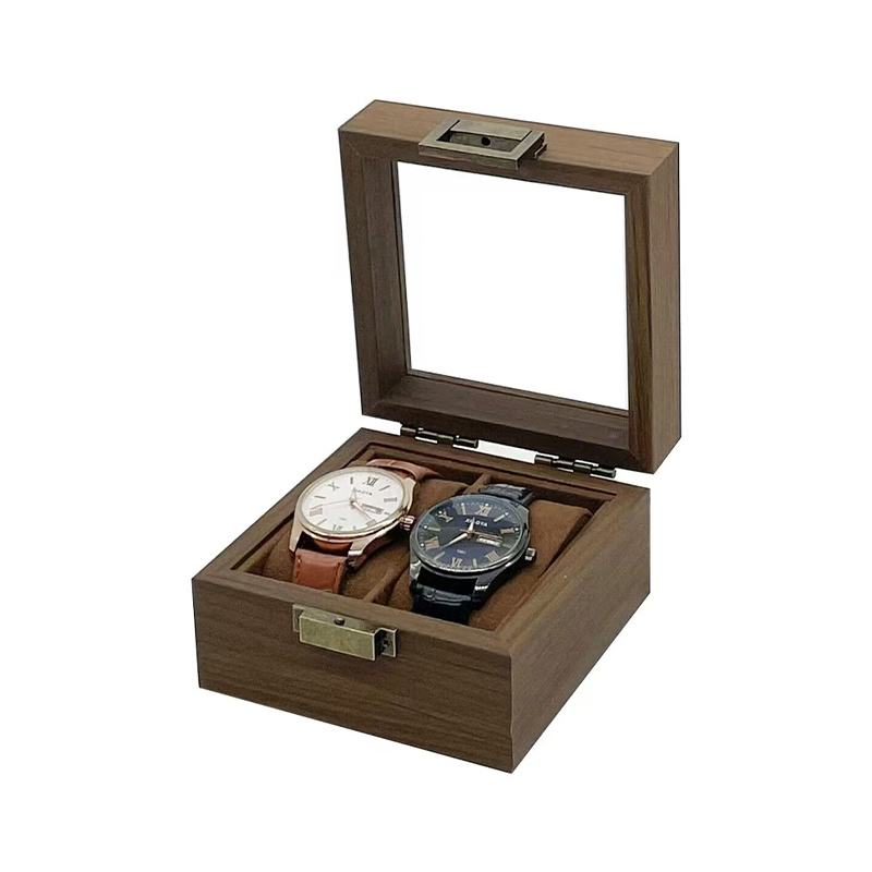 How does a Walnut Window Watch Box securely hold an expensive watch?